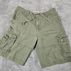 Brody Army Green Men's Cargo Shorts Size 32 Waist  Pockets Button 100% Cotton